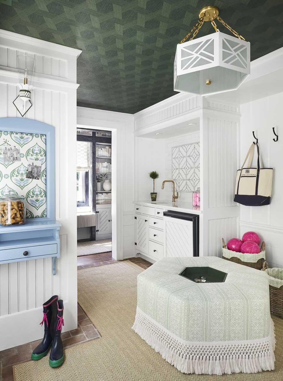 Mudroom designed by Savarie Interiors and Michele Frigon
